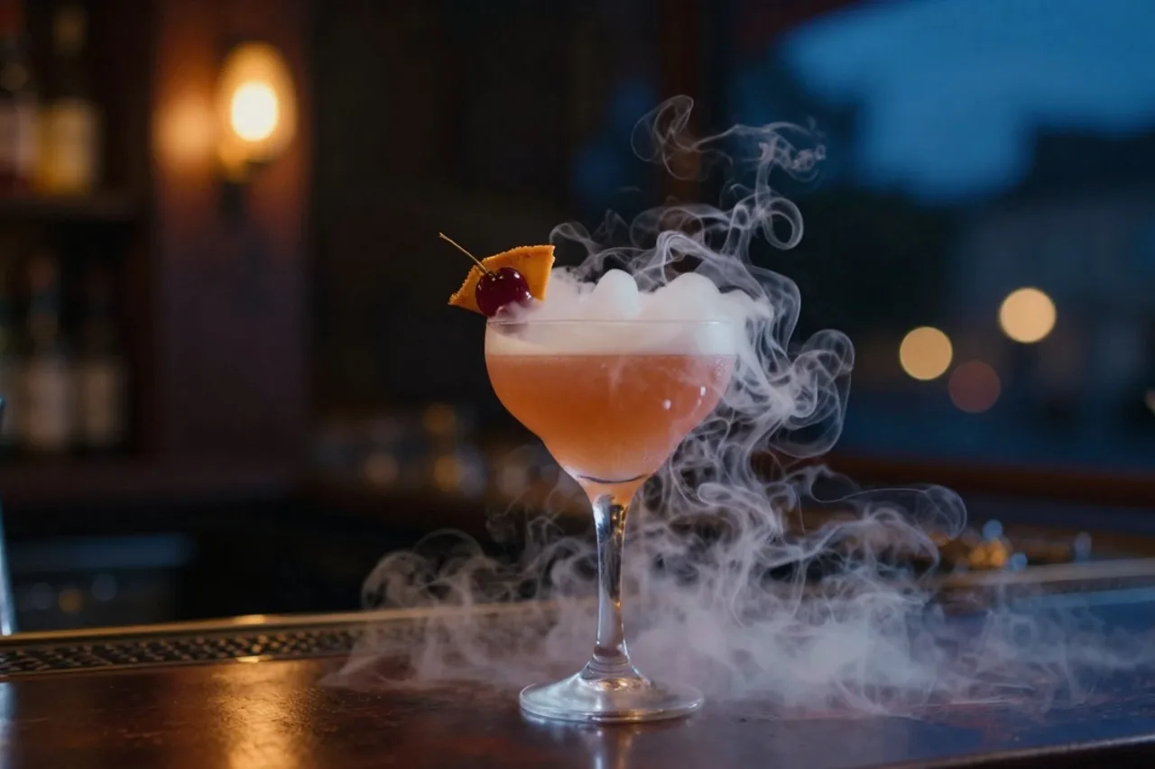 Cocktail fumant préparé au comptoir